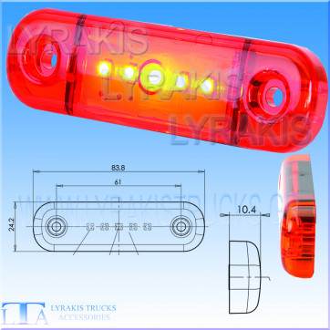 ΦΑΝΑΡΙ ΟΓΚΟΥ ΒΙΔΩΤΟ 5 LED ΚΟΚΚΙΝΟ