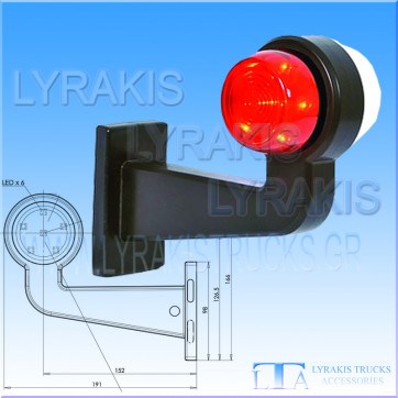 ΦΑΝΑΡΙ ΟΓΚΟΥ ΓΩΝΙΑ LED  ΛΕΥΚΗ/ΚΟΚΚΙΝΗ ΜΕΓΑΛΗ ΔΑΝΕΖΙΚΗ ΔΕΞΙ