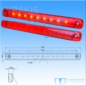 TΡΙΤΟ ΣΤΟΠ SLIM ΜΕ 9 LED 12-24V