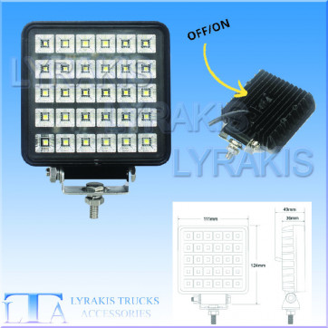 ΠΡΟΒΟΛΕΑΣ TETΡΑΓΩΝΟΣ ΕΡΓΑΣΙΑΣ 30 LED ME ΔΙΑΚΟΠΤΗ ON/OFF 30W 3800LM  11,1X12,4 EK ΥΨΟΣ