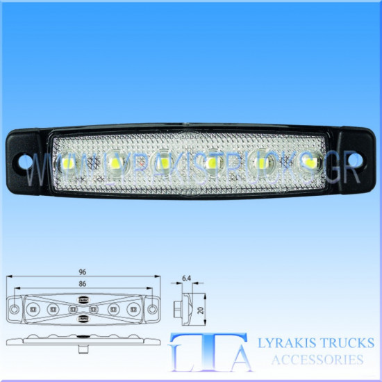 ΦΑΝΑΡΙ ΟΓΚΟΥ 6 LED 560 ΛΕΥΚΟ DASTERI