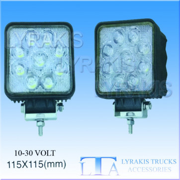 ΠΡΟΒΟΛΕΑΣ TETΡΑΓΩΝΟΣ ΕΡΓΑΣΙΑΣ LED 27W 10-30 VOLT