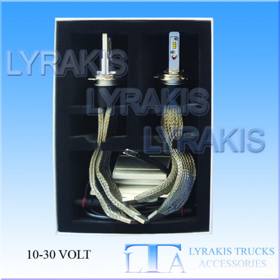 ΛΑΜΠΕΣ ΦΑΝΑΡΙΩΝ LED Η7 ΜΕ ΚΟΡΔΕΛΕΣ ΨΥΚΤΡΕΣ 10V-30V 2400LM (SET)